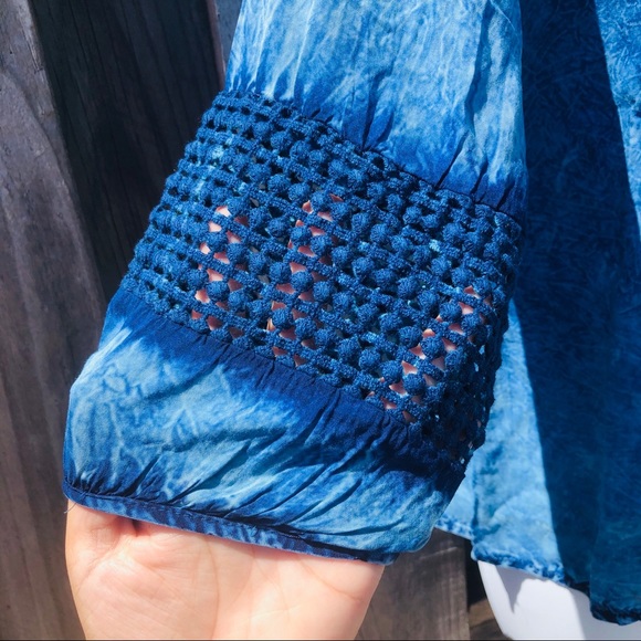 Live & Let Live Tie Dye Top LARGE Crochet Ombre - Picture 4 of 8